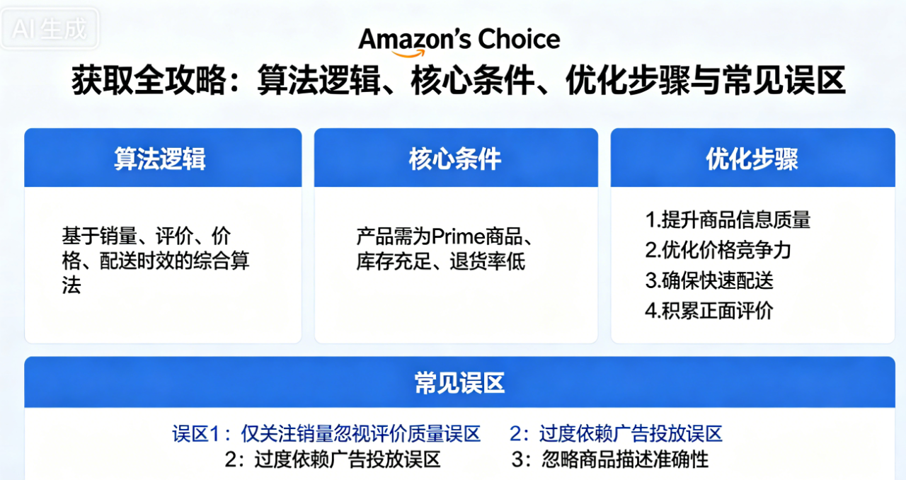 Amazon’s Choice 获取全攻略：算法逻辑、核心条件、优化步骤与常见误区